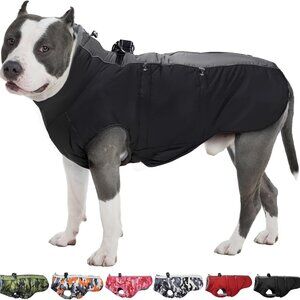 IKIPUKO Medium Dog Coat - Warm Zip Up Snowsuit Dog Harness Vest, Reflective